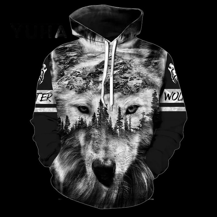 Oversized Wolf Animal Hunting Hoodie For Men