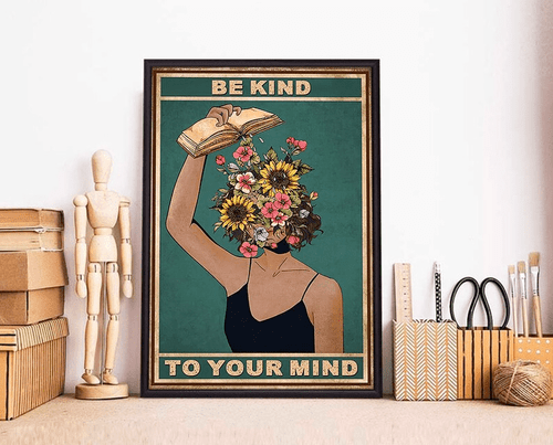 Be Kind To Your Mind Vintage Black Girl Wall Art Print Poster