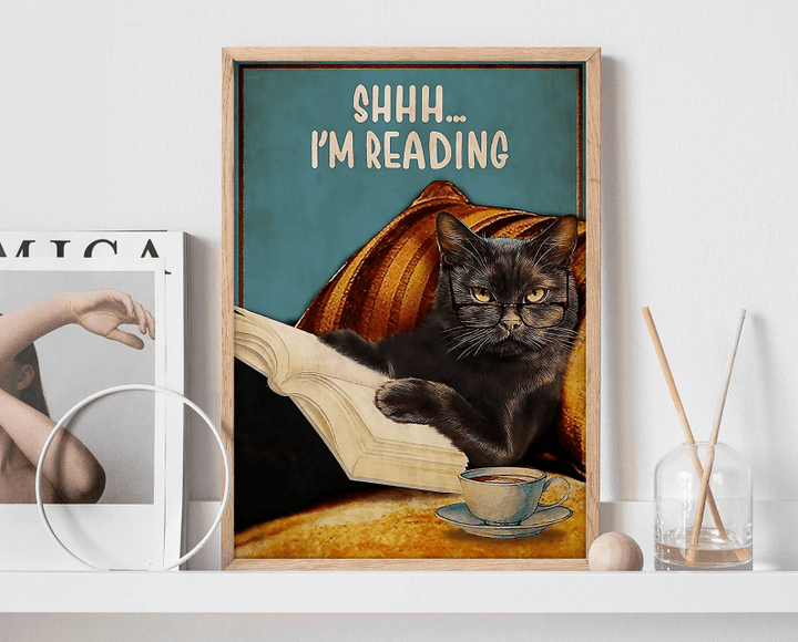 I'm Reading Cat Reading Book Wall Art Print Poster
