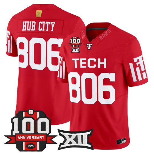 Men's Texas Tech Red Raiders 2025 Vapor Limited Jersey - 100th Anniversary Patch - All Stitched