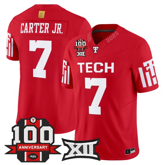 Men's Texas Tech Red Raiders 2025 Vapor Limited Jersey - 100th Anniversary Patch - All Stitched