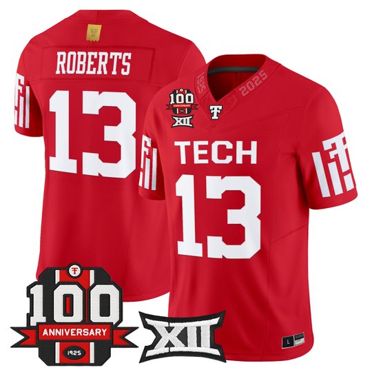 Men's Texas Tech Red Raiders 2025 Vapor Limited Jersey - 100th Anniversary Patch - All Stitched