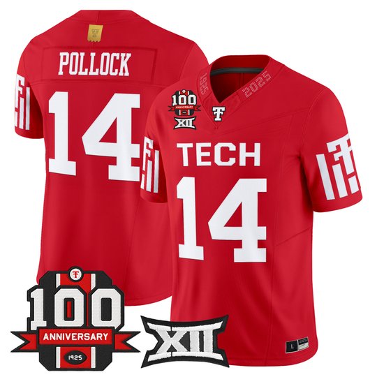 Men's Texas Tech Red Raiders 2025 Vapor Limited Jersey - 100th Anniversary Patch - All Stitched