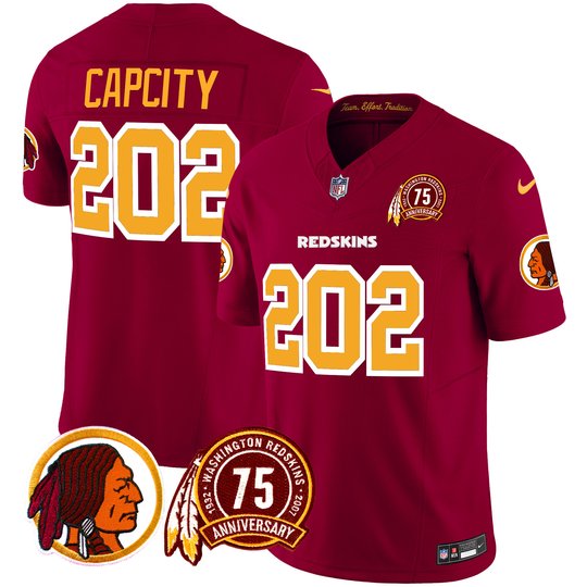 Men's Washington Redskins 75th Patch Throwback Vapor Limited Jersey - All Stitched
