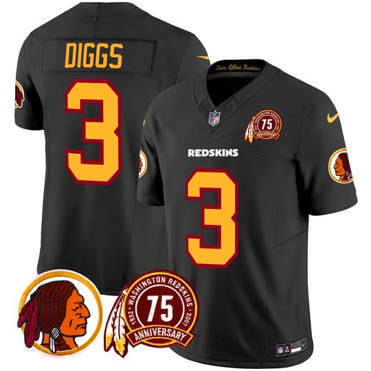 Men's Washington Redskins 75th Patch Throwback Vapor Limited Jersey - All Stitched