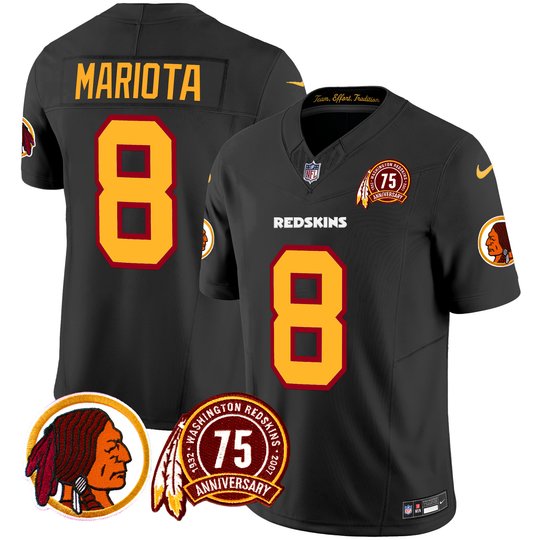 Men's Washington Redskins 75th Patch Throwback Vapor Limited Jersey - All Stitched
