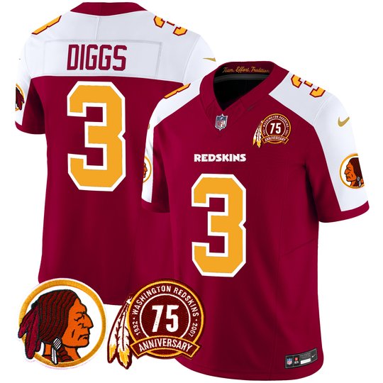 Men's Washington Redskins 75th Patch Throwback Vapor Limited Jersey - All Stitched
