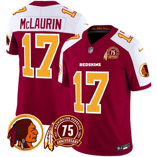 Men's Washington Redskins 75th Patch Throwback Vapor Limited Jersey - All Stitched