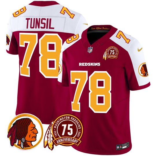 Men's Washington Redskins 75th Patch Throwback Vapor Limited Jersey - All Stitched