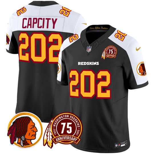 Men's Washington Redskins 75th Patch Throwback Vapor Limited Jersey - All Stitched