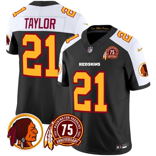 Men's Washington Redskins 75th Patch Throwback Vapor Limited Jersey - All Stitched