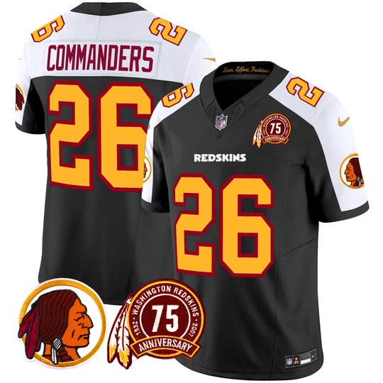 Men's Washington Redskins 75th Patch Throwback Vapor Limited Jersey - All Stitched