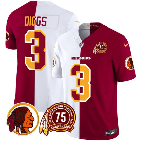 Men's Washington Redskins 75th Patch Throwback Vapor Limited Jersey - All Stitched