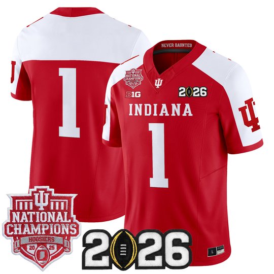 Men's Indiana Hoosiers 2025 National Champions & 2026 CFP Final Patch Vapor Limited Jersey - All Stitched