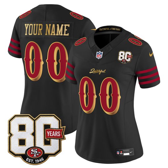 San Francisco 49ers 80th Anniversary Patch Vapor Limited Custom Jersey - Rivalries Edition - All Stitched
