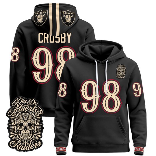 Men's Las Vegas Raiders Día de los Muertos Premium Pullover Hoodie - All Stitched