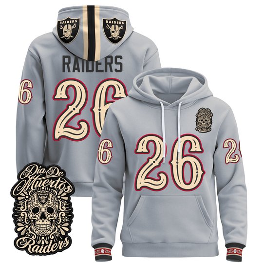 Men's Las Vegas Raiders Día de los Muertos Premium Pullover Hoodie - All Stitched