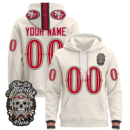 San Francisco 49ers Día de los Muertos Premium Custom Pullover Hoodie - All Stitched