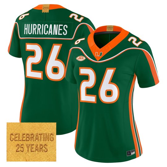 Women's Miami Hurricanes 2001 Throwback Vapor Limited Jersey - All Stitched