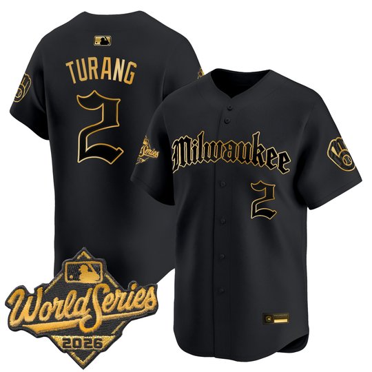 Men's Milwaukee Brewers 2026 World Series Vapor Premier Limited Jersey - Gothic Edition - All Stitched