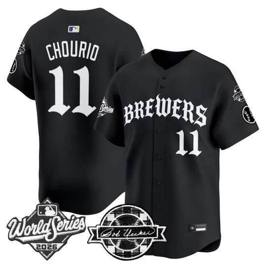 Men's Milwaukee Brewers 2026 World Series Vapor Premier Limited Jersey - Old English Edition - All Stitched
