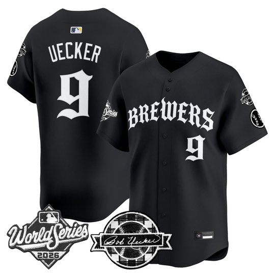 Men's Milwaukee Brewers 2026 World Series Vapor Premier Limited Jersey - Old English Edition - All Stitched