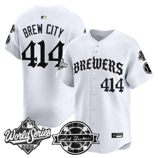 Men's Milwaukee Brewers 2026 World Series Vapor Premier Limited Jersey - Old English Edition - All Stitched