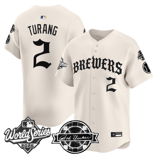 Men's Milwaukee Brewers 2026 World Series Vapor Premier Limited Jersey - Old English Edition - All Stitched