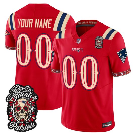 New England Patriots Día de los Muertos Vapor Limited Custom Jersey - All Stitched