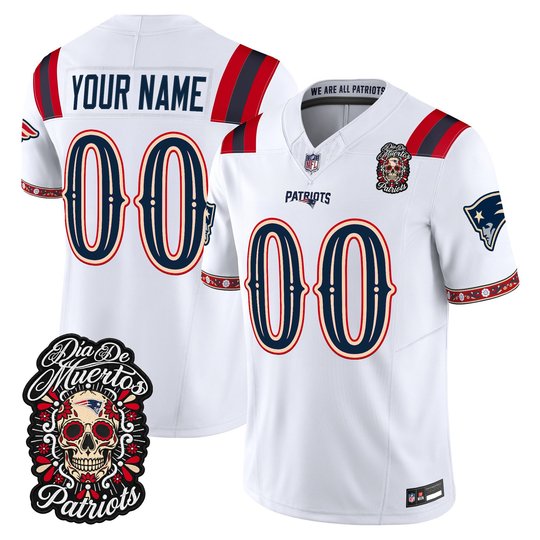 New England Patriots Día de los Muertos Vapor Limited Custom Jersey - All Stitched