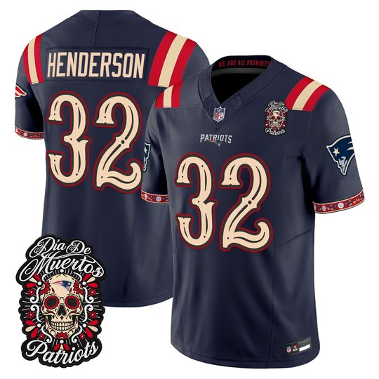 Men's New England Patriots Día de los Muertos Vapor Limited Jersey - All Stitched