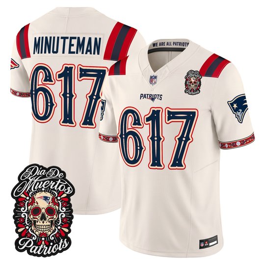 Men's New England Patriots Día de los Muertos Vapor Limited Jersey - All Stitched