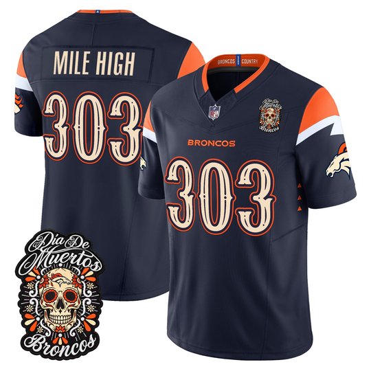 Men's Denver Broncos Día de los Muertos Vapor Limited Jersey - All Stitched