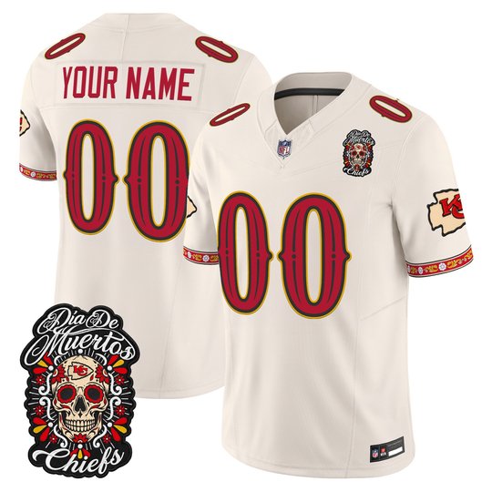 Kansas City Chiefs Día de los Muertos Vapor Limited Custom Jersey - All Stitched