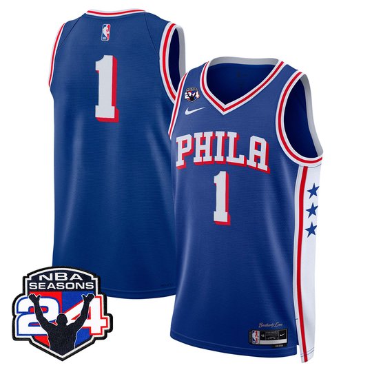 Men's Philadelphia 76ers Swingman Jersey - 24th Season Patch - All Stitched