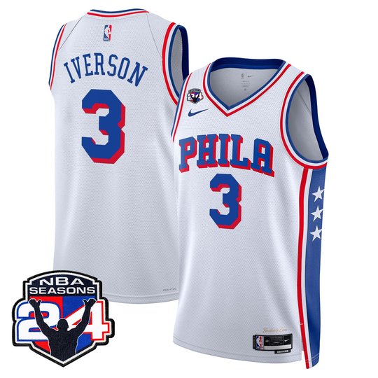 Men's Philadelphia 76ers Swingman Jersey - 24th Season Patch - All Stitched