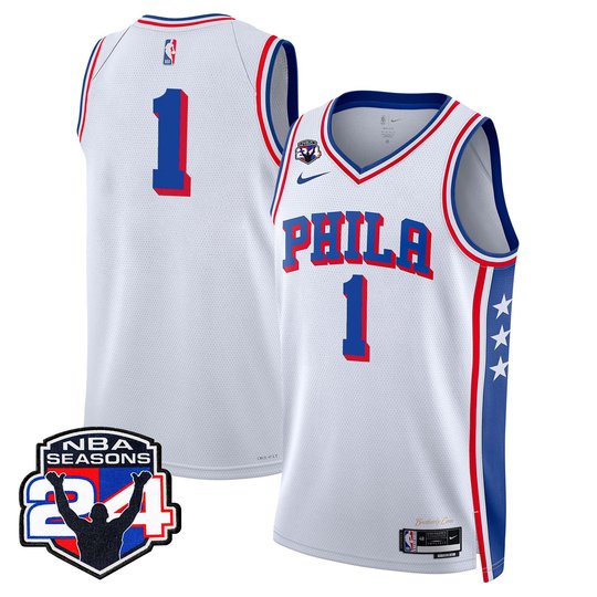 Men's Philadelphia 76ers Swingman Jersey - 24th Season Patch - All Stitched