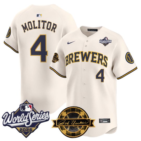Men's Milwaukee Brewers 2026 World Series Vapor Premier Limited Jersey V2 - Bob Uecker Patch - All Stitched