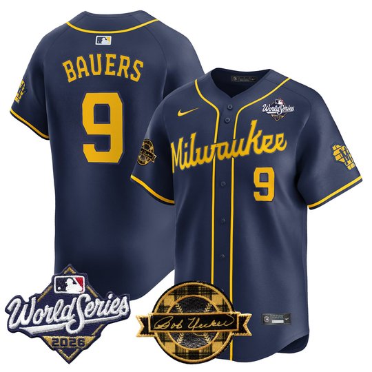 Men's Milwaukee Brewers 2026 World Series Vapor Premier Limited Jersey V2 - Bob Uecker Patch - All Stitched