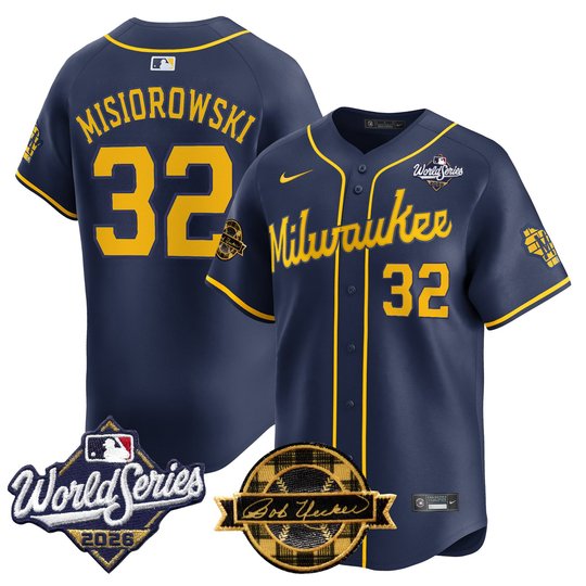 Men's Milwaukee Brewers 2026 World Series Vapor Premier Limited Jersey V2 - Bob Uecker Patch - All Stitched