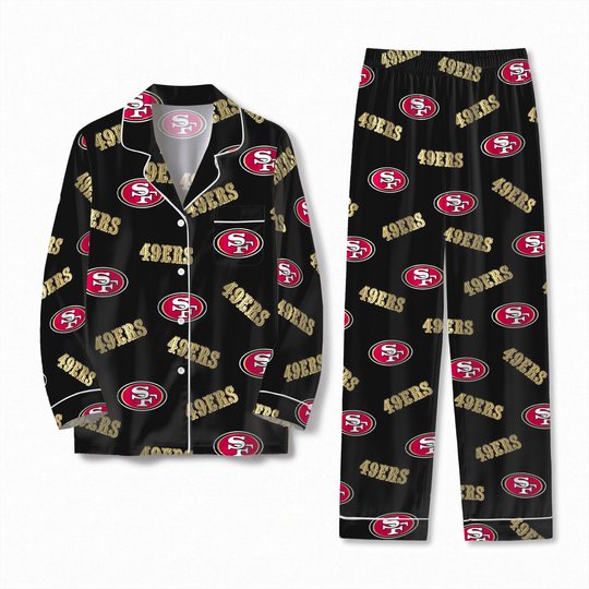 San Francisco 49ers Long Sleeve Satin Pajama Set