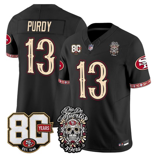 Men's San Francisco 49ers Día de los Muertos Vapor Limited Jersey - 80th Anniversary Patch - All Stitched