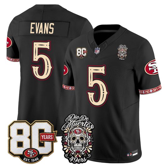 Men's San Francisco 49ers Día de los Muertos Vapor Limited Jersey - 80th Anniversary Patch - All Stitched