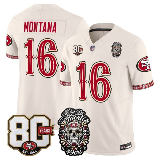 Men's San Francisco 49ers Día de los Muertos Vapor Limited Jersey - 80th Anniversary Patch - All Stitched