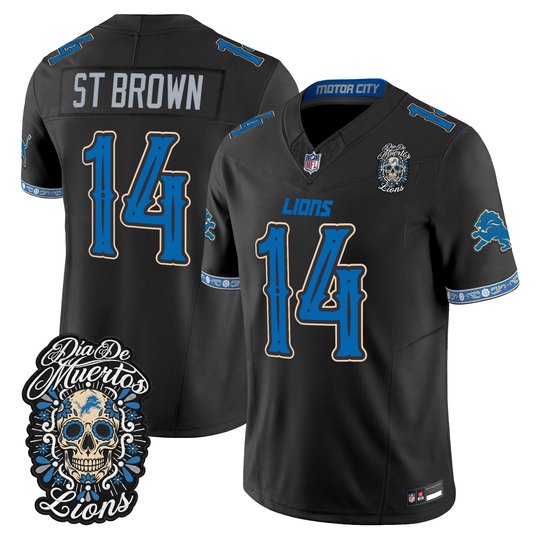 Men's Detroit Lions Día de los Muertos Vapor Limited Jersey - All Stitched