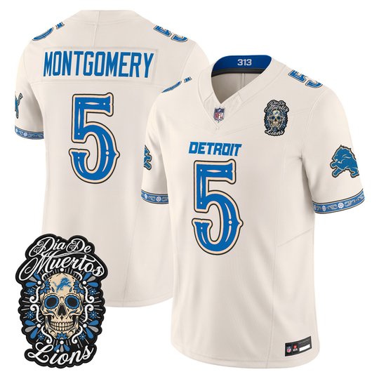 Men's Detroit Lions Día de los Muertos Vapor Limited Jersey - All Stitched