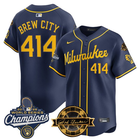 Men's Milwaukee Brewers 2026 World Series Champions Vapor Premier Limited Jersey - Bob Uecker Patch - All Stitched