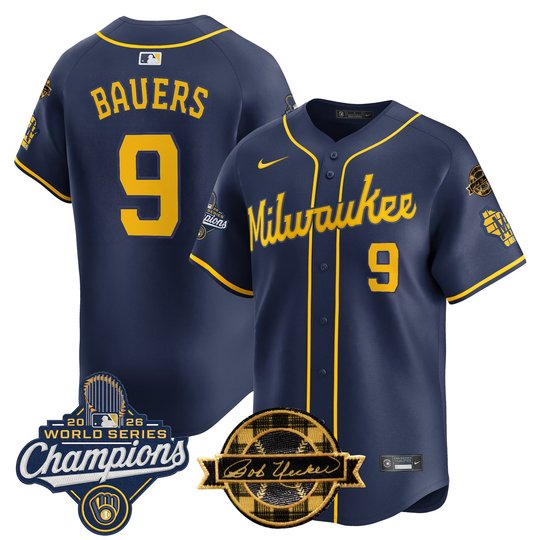 Men's Milwaukee Brewers 2026 World Series Champions Vapor Premier Limited Jersey - Bob Uecker Patch - All Stitched