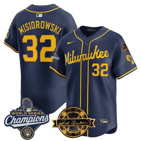 Men's Milwaukee Brewers 2026 World Series Champions Vapor Premier Limited Jersey - Bob Uecker Patch - All Stitched