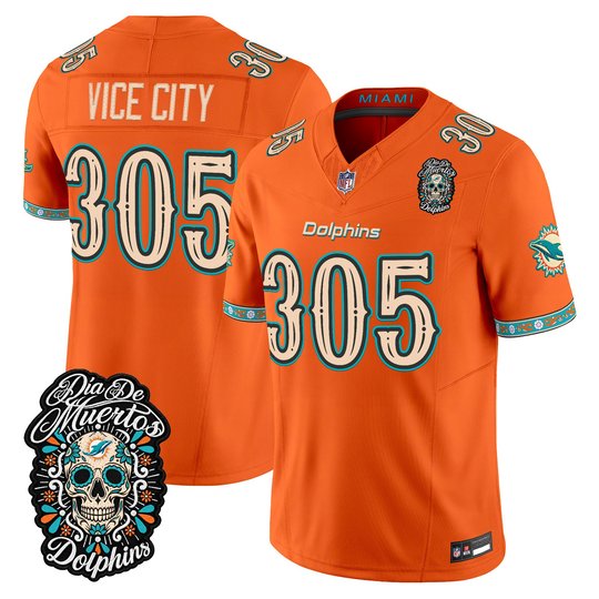 Men's Miami Dolphins Día de los Muertos Vapor Limited Jersey - All Stitched